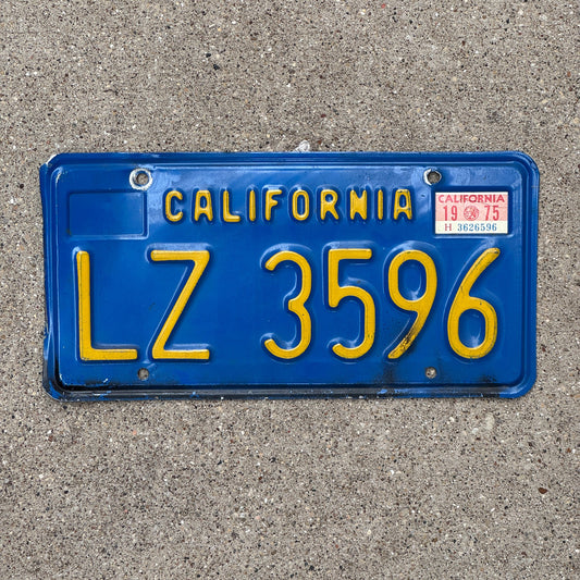 Photo of a 1969 California License Plate Auto Tag Garage Decor Vintage Blue Base LZ 3596