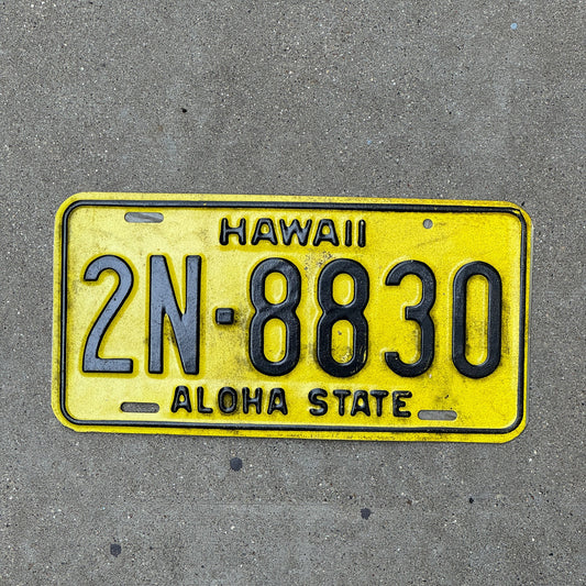 Photo of a 1969 Hawaii License Plate Auto Tag Garage Decor Vintage 2N 8830