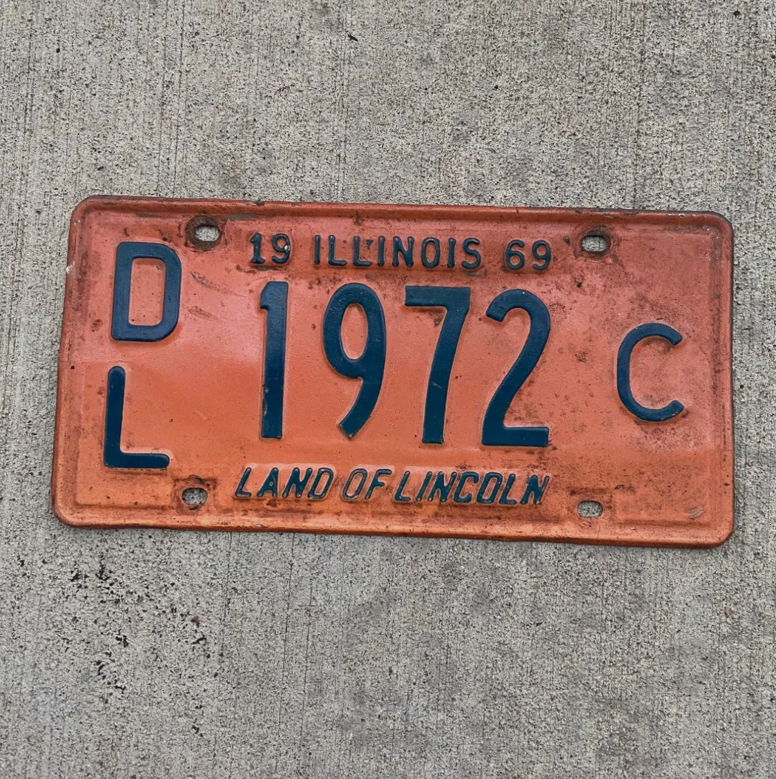 Photo of a 1969 Illinois Dealer License Plate Auto Tag 1 Garage Birth Year Birthday 1972 C