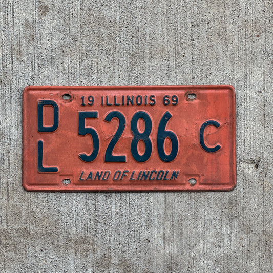Photo of a 1969 Illinois Dealer License Plate Auto Tag 1 Vintage Garage 5286 C with original patina