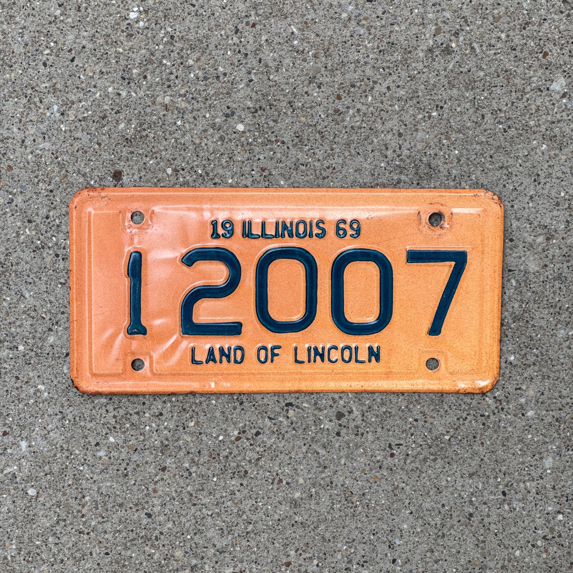 Photo of a 1969 Illinois Motorcycle License Plate Auto Tag Garage Decor Vintage 12007