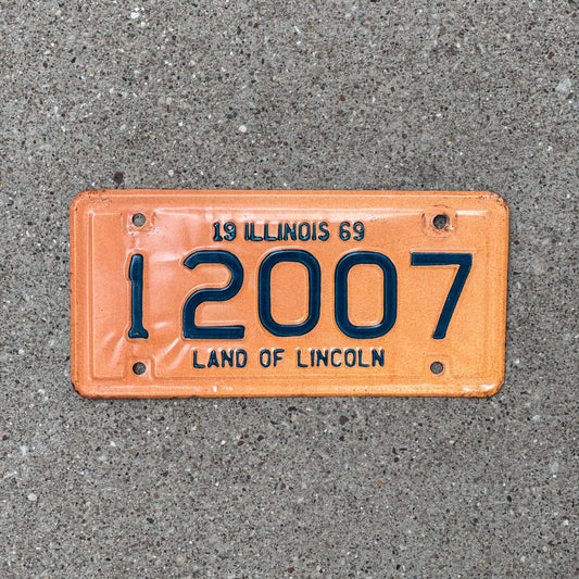 Photo of a 1969 Illinois Motorcycle License Plate Auto Tag Garage Decor Vintage 12007