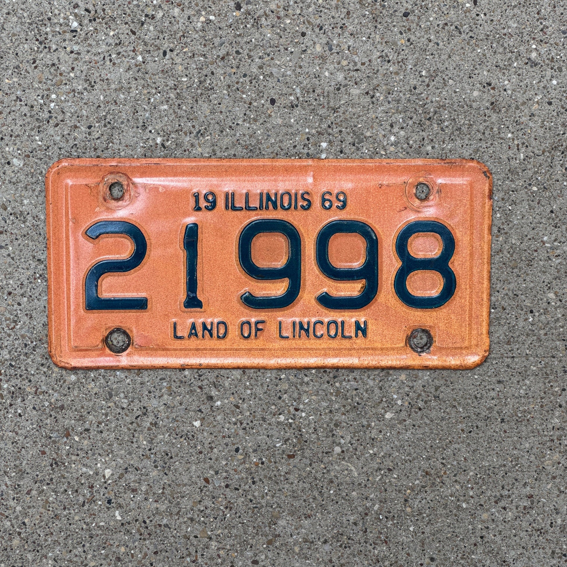 Photo of a 1969 Illinois Motorcycle License Plate Auto Tag Garage Decor Vintage 21998