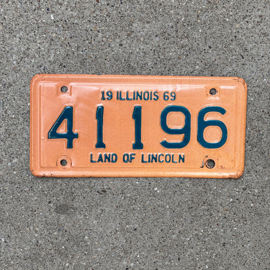 Photo of a 1969 Illinois Motorcycle License Plate Auto Tag Garage Decor Vintage 41196
