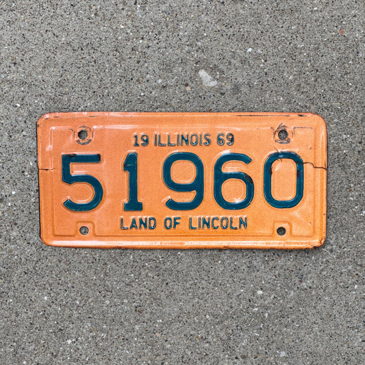 Photo of a 1969 Illinois Motorcycle License Plate Auto Tag Garage Decor Vintage 51960