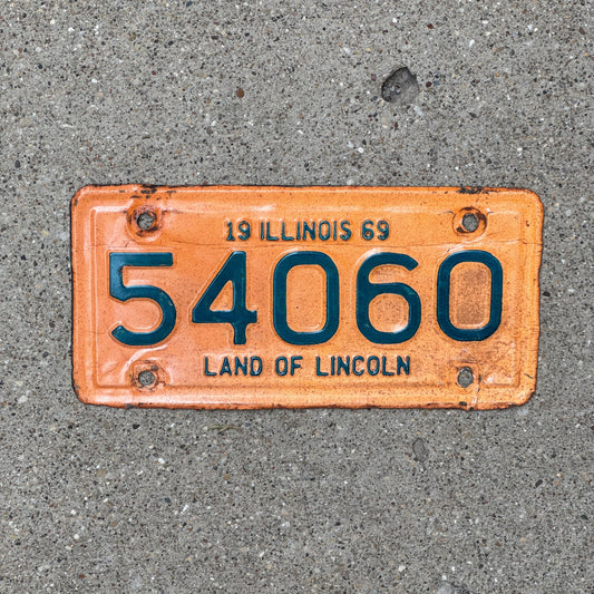Photo of a 1969 Illinois Motorcycle License Plate Auto Tag Garage Decor Vintage 54060