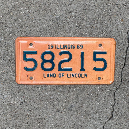 Photo of a 1969 Illinois Motorcycle License Plate Auto Tag Garage Decor Vintage 58215