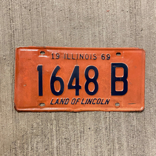 Photo of a 1969 Illinois Truck License Plate Auto Tag Garage Decor Vintage 1648 B with original patina
