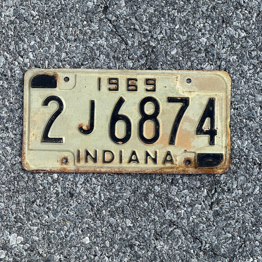 Photo of a 1969 Indiana License Plate Auto Tag Garage Decor Vintage 2J6874
