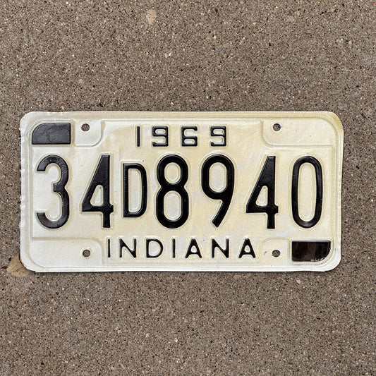 Photo of a 1969 Indiana License Plate Auto Tag Garage Decor Vintage 34 D 8940 with original patina