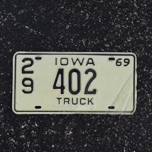Photo of a 1969 Iowa Truck License Plate Auto Tag Garage Decor Vintage 29 402