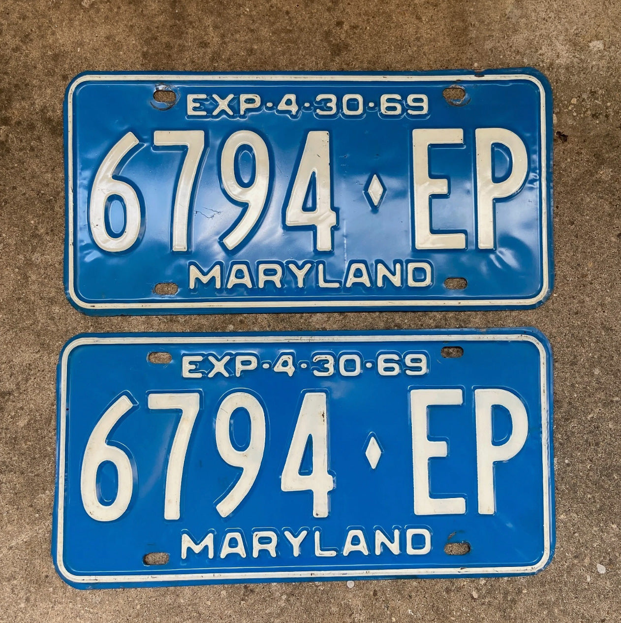 1969 Maryland Truck License Plate Auto Tag 6794 EP