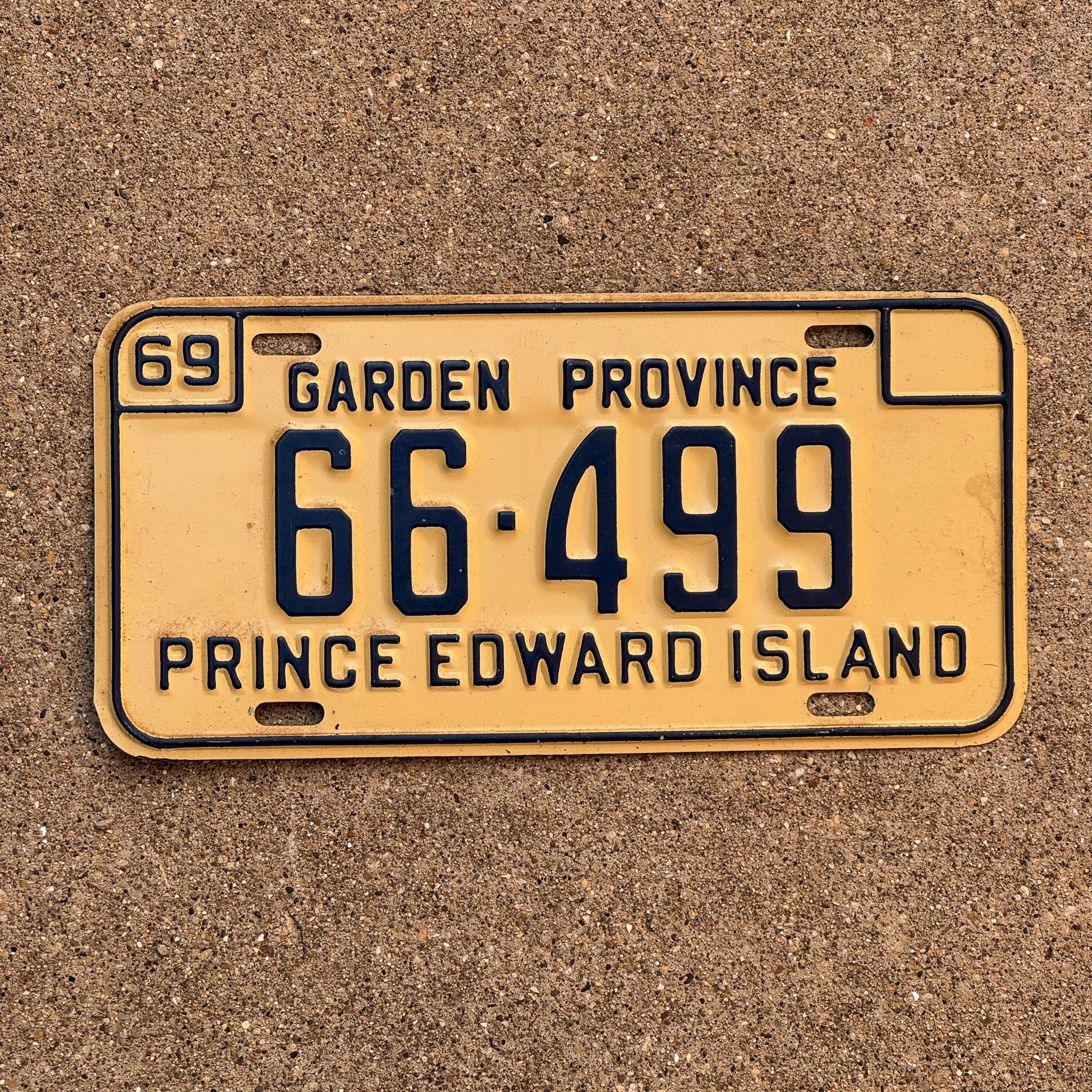 Photo of a 1969 Prince Edward Island License Plate Auto Tag Garage Decor Vintage PEI 66 499