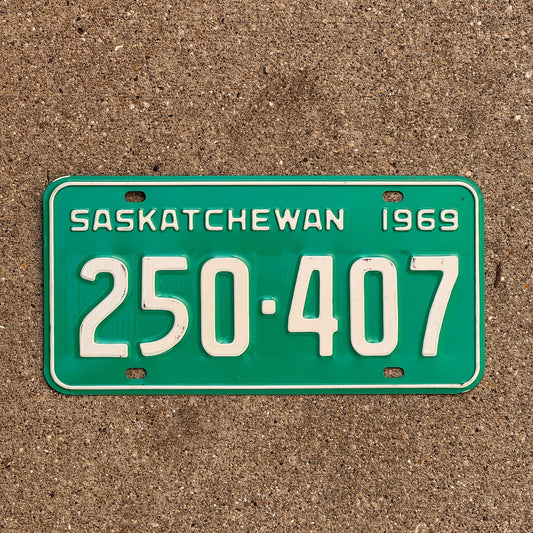 Photo of a 1969 Saskatchewan License Plate Auto Tag Garage Decor Vintage 250 407