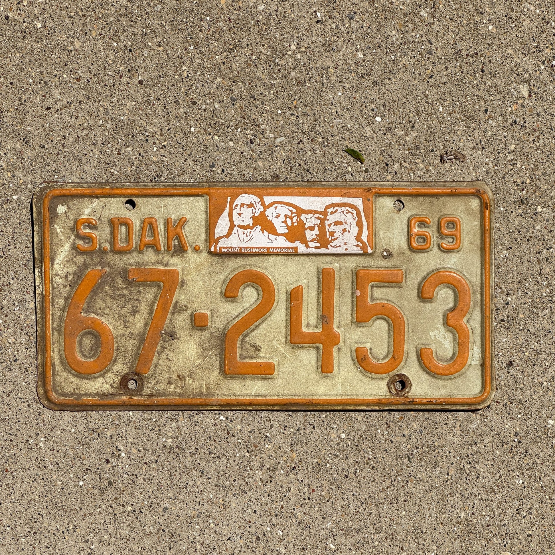 Photo of a 1969 South Dakota License Plate Auto Tag Garage Decor Vintage Todd 67 2453