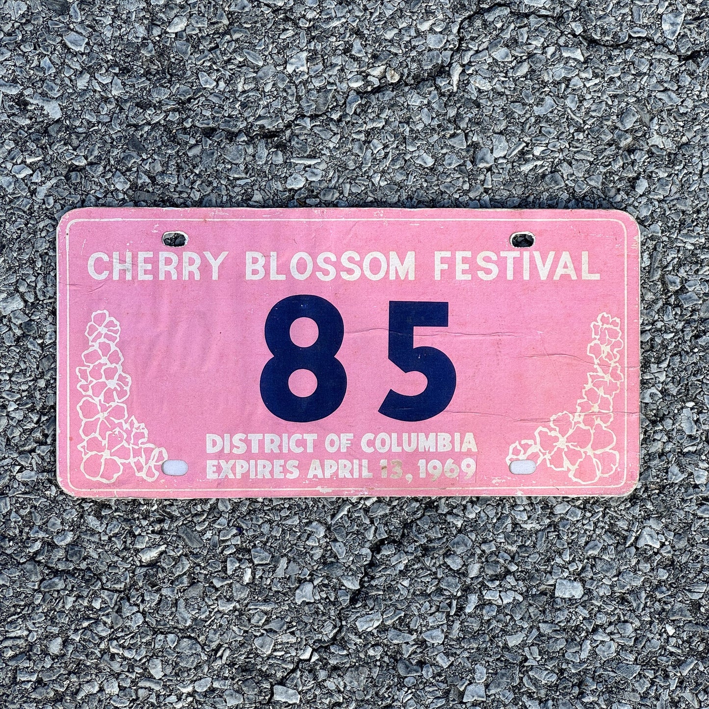 Photo of a 1969 Washington DC Cherry Blossom Festival License Plate Auto Tag Garage Decor Vintage | See Condition Notes | 85