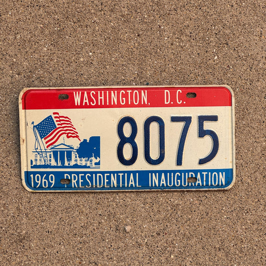 Photo of a 1969 Washington DC License Plate Auto Tag Garage Decor Vintage Nixon Inaugural Inauguration 8075