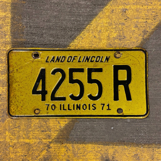 Photo of a 1970 1971 Illinois Truck License Plate Auto Tag Garage Decor Vintage 4255 R with original patina