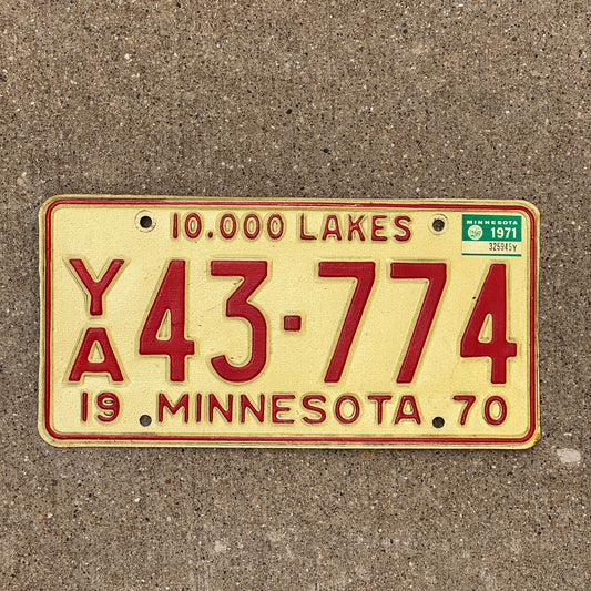 Photo of a 1970 1971 Minnesota License Plate Auto Tag Garage Decor Vintage 43774