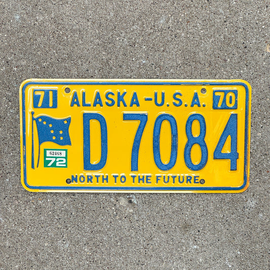 Photo of a 1970 1972 Alaska License Plate Auto Tag Garage Decor Vintage High Quality D 7084 with original patina
