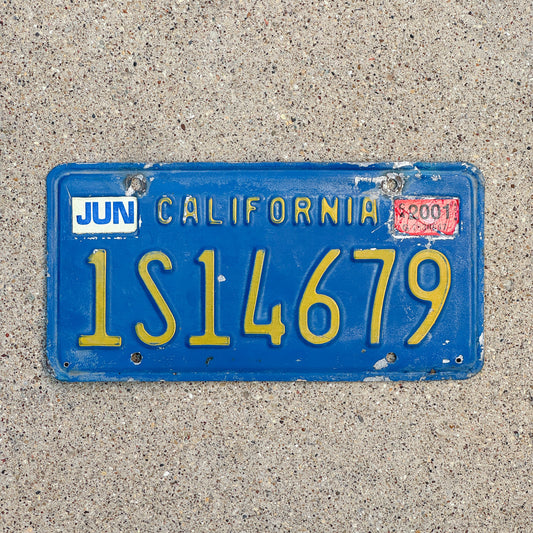 Photo of a 1970 2001 California Commercial License Plate Auto Tag Garage Decor Vintage 1S14679 with original patina
