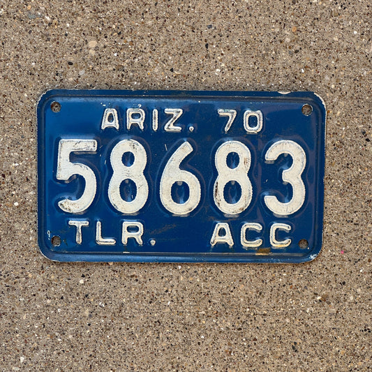 Photo of a 1970 Arizona Trailer Acc License Plate Auto Tag Garage Decor Vintage Commercial Trailer 58683