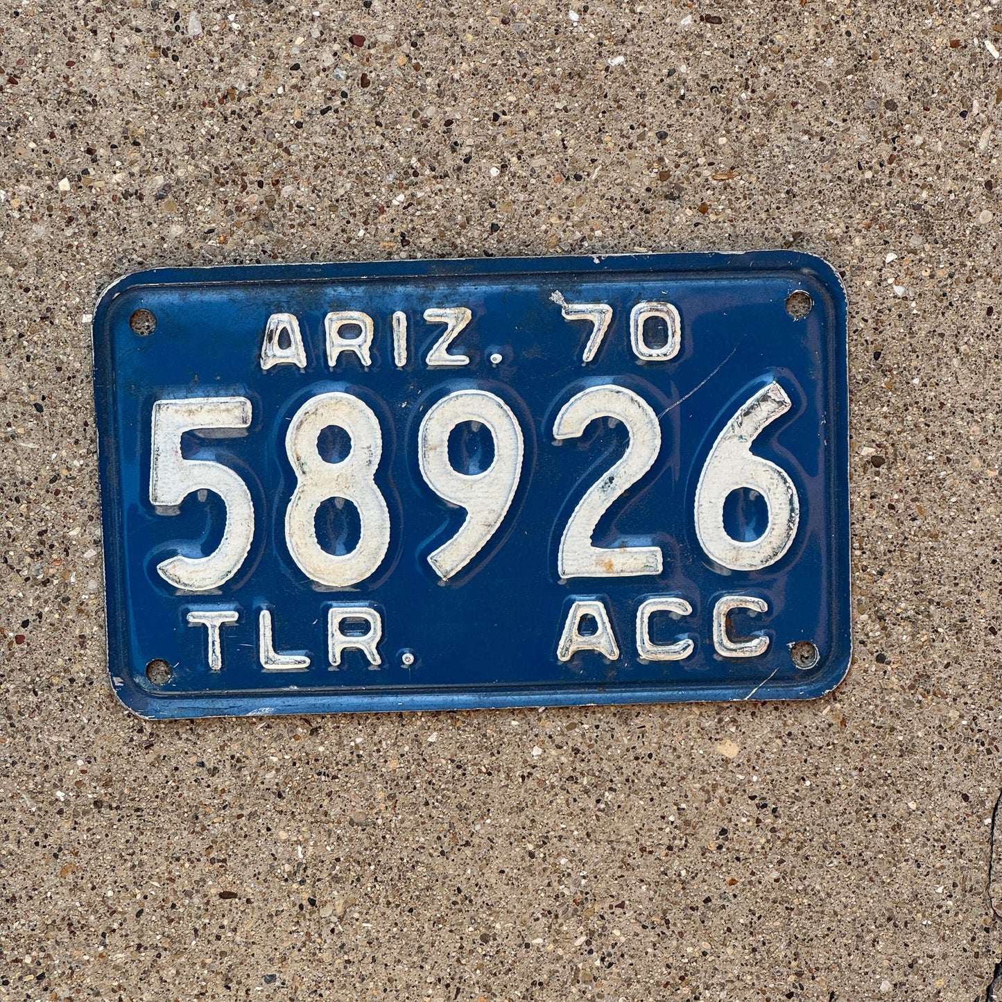 Photo of a 1970 Arizona Trailer Acc License Plate Auto Tag Garage Decor Vintage Commercial Trailer 58926