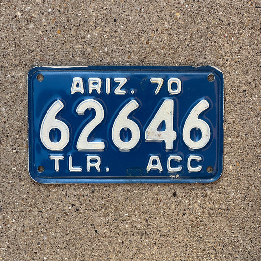 Photo of a 1970 Arizona Trailer Acc License Plate Auto Tag Garage Decor Vintage Commercial Trailer 62646