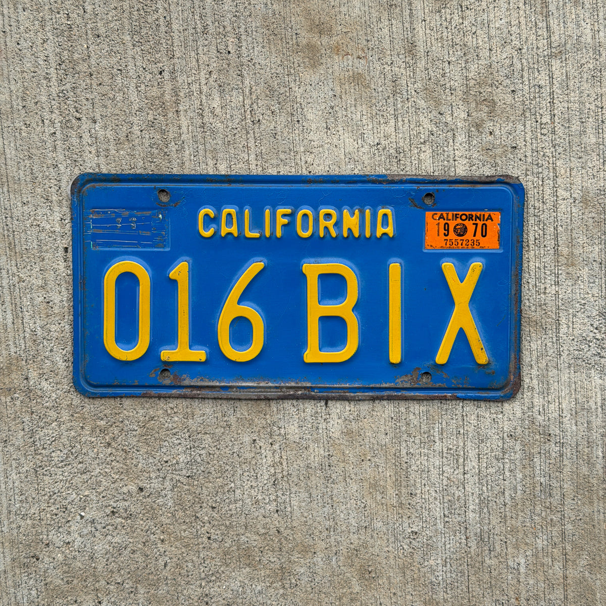 Photo of a 1970 California License Plate Auto Tag Garage Decor Vintage 016 BIX with original patina