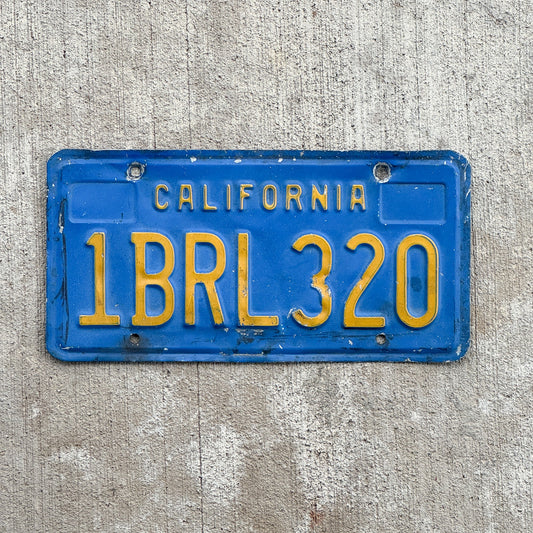 Photo of a 1970 California License Plate Auto Tag Garage Decor Vintage 1 BRL 320 with original patina