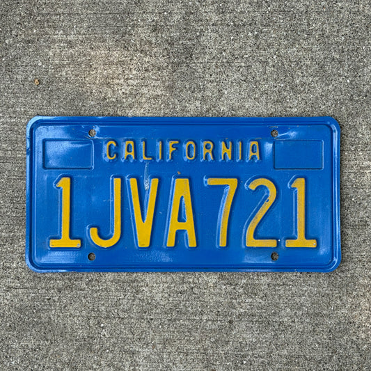 Photo of a 1970 California License Plate Auto Tag Garage Decor Vintage 1 JVA 721 with original patina
