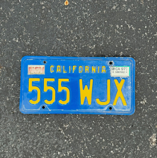 Photo of a 1970 California License Plate Auto Tag Garage Decor Vintage Repeat Repeating 555 WJX