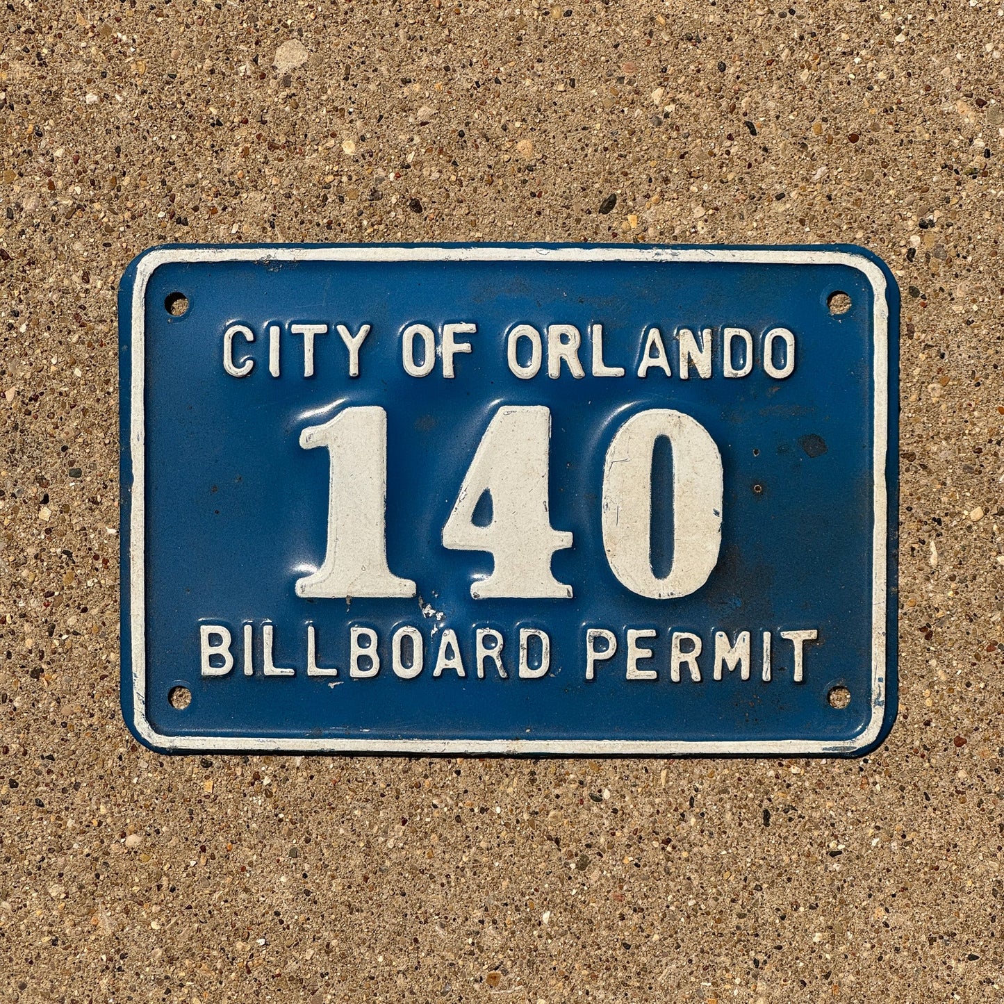 Photo of a 1970 Era Florida Billboard Permit Auto Tag Garage Decor Vintage City of Orlando 140