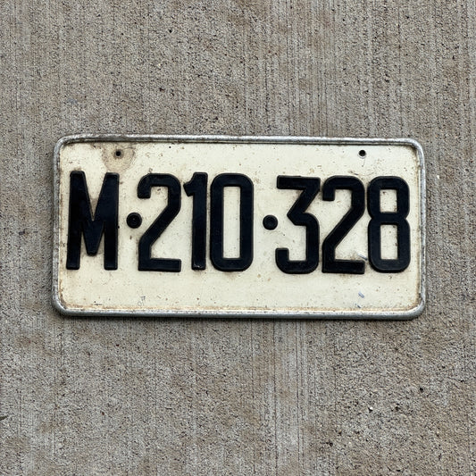 Photo of a 1970 Era Spain U.S. Forces License Plate Auto Tag Garage Decor Vintage M 210 328 with original patina