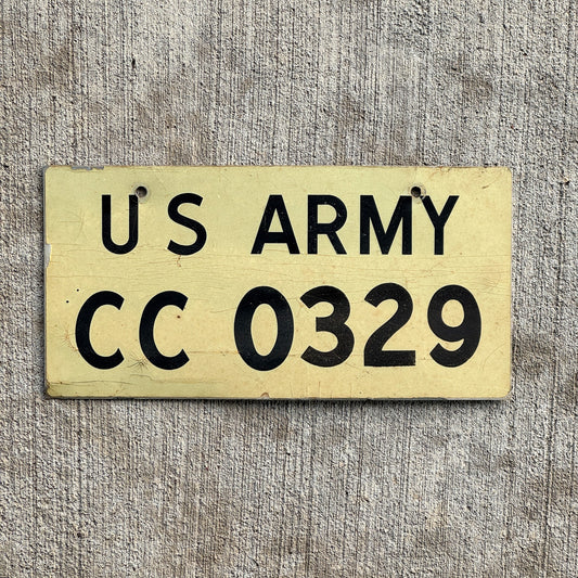 Photo of a 1970 Era US Army License Plate Auto Tag 2 Vintage Garage Military Vehicle CC 0329 with original patina