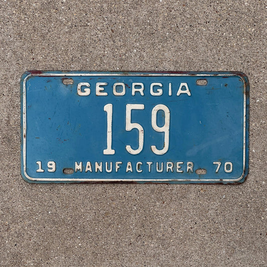 Photo of a 1970 Georgia Manufacturer License Plate Auto Tag Garage Decor Vintage 159 with original patina