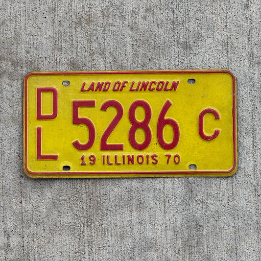 Photo of a 1970 Illinois Dealer License Plate Auto Tag 2 Vintage Garage 5286 C with original patina