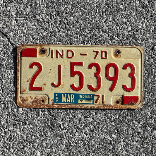 Photo of a 1970 Indiana License Plate Auto Tag Garage Decor Vintage 2J5393