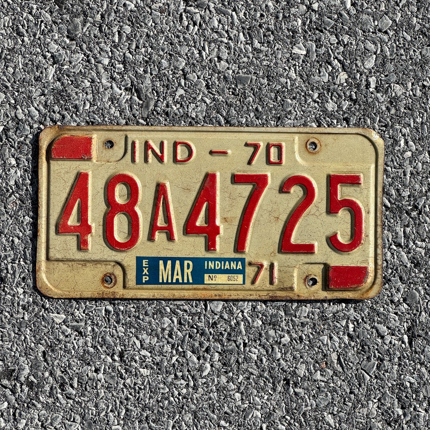 Photo of a 1970 Indiana License Plate Auto Tag Garage Decor Vintage 48A4725