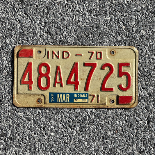 Photo of a 1970 Indiana License Plate Auto Tag Garage Decor Vintage 48A4725