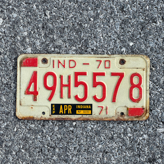 Photo of a 1970 Indiana License Plate Auto Tag Garage Decor Vintage 49H5578