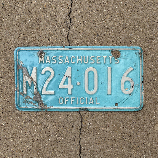 Photo of a 1970 Massachusetts Municipal License Plate Auto Tag Garage Decor Vintage Official M 24 016