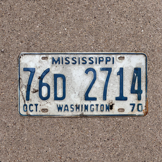 Photo of a 1970 Mississippi License Plate Auto Tag Garage Decor Vintage 76D 2714