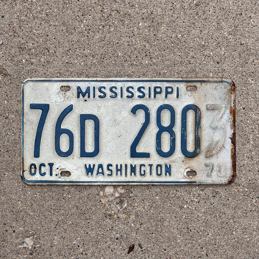Photo of a 1970 Mississippi License Plate Auto Tag Garage Decor Vintage 76D 2803