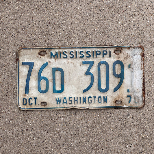 Photo of a 1970 Mississippi License Plate Auto Tag Garage Decor Vintage 76D 3091
