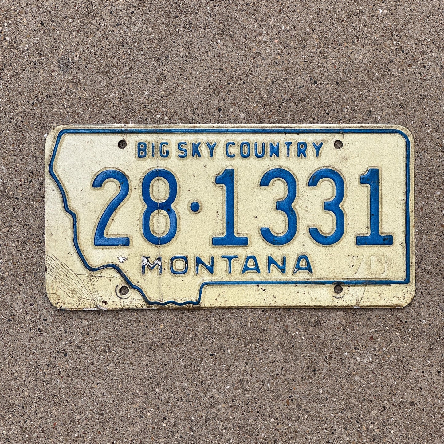 Photo of a 1970 Montana License Plate Auto Tag Garage Decor Vintage State Shape 28 1331