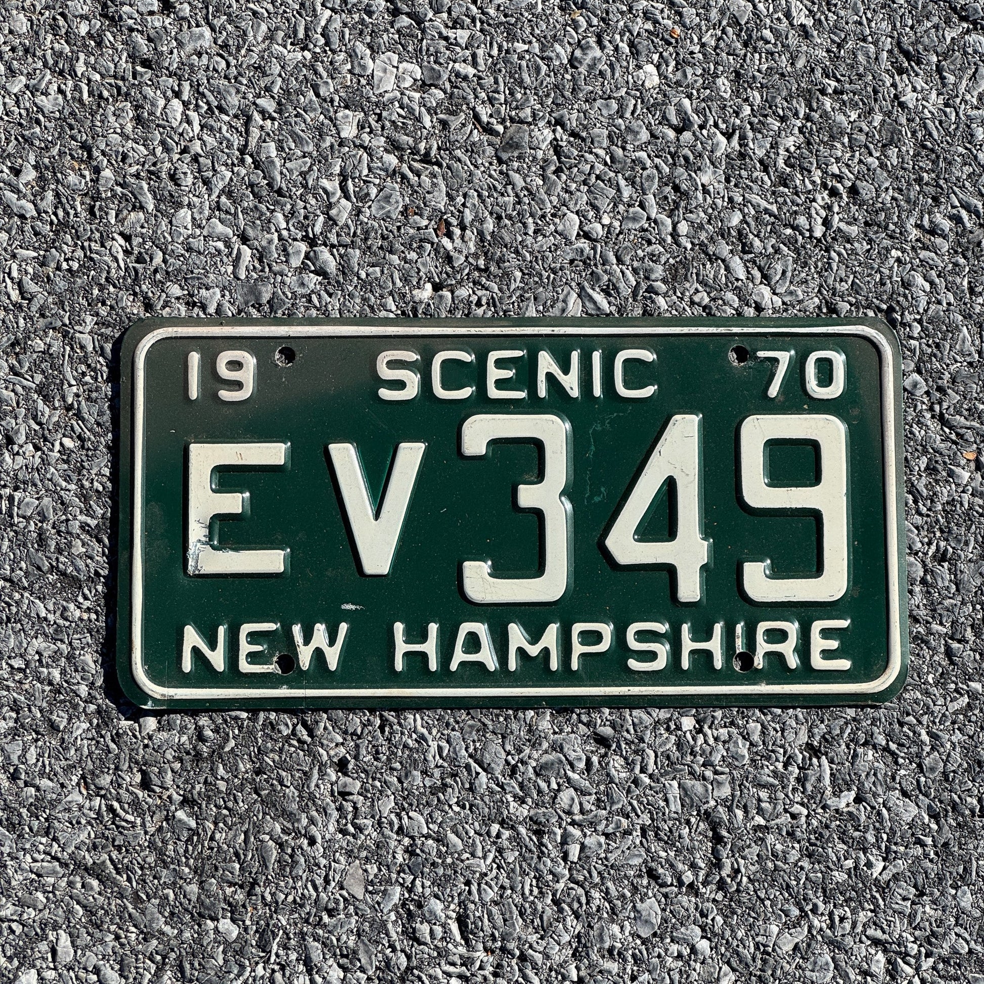 Photo of a 1970 New Hampshire License Plate Auto Tag 1 Garage Decor EV 349