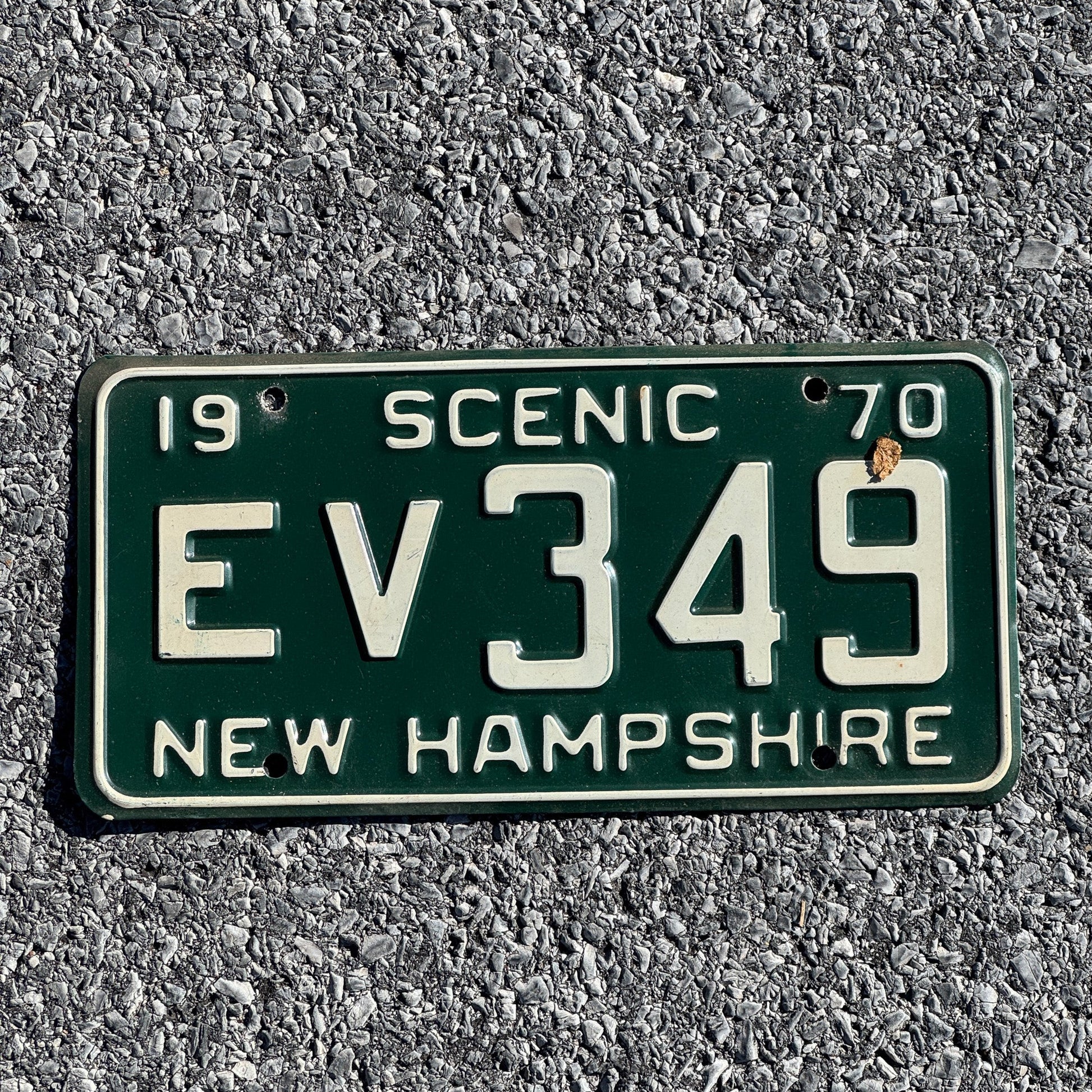 Photo of a 1970 New Hampshire License Plate Auto Tag 2 Garage Decor EV 349
