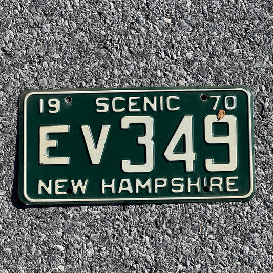 Photo of a 1970 New Hampshire License Plate Auto Tag 2 Garage Decor EV 349