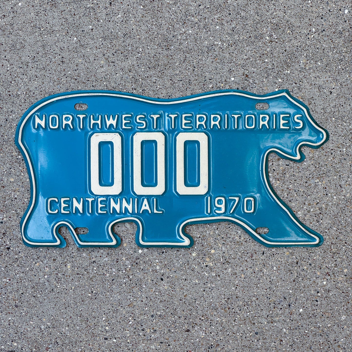 Photo of a 1970 Northwest Territories Sample License Plate Auto Tag Garage Decor Vintage Polar Bear 000